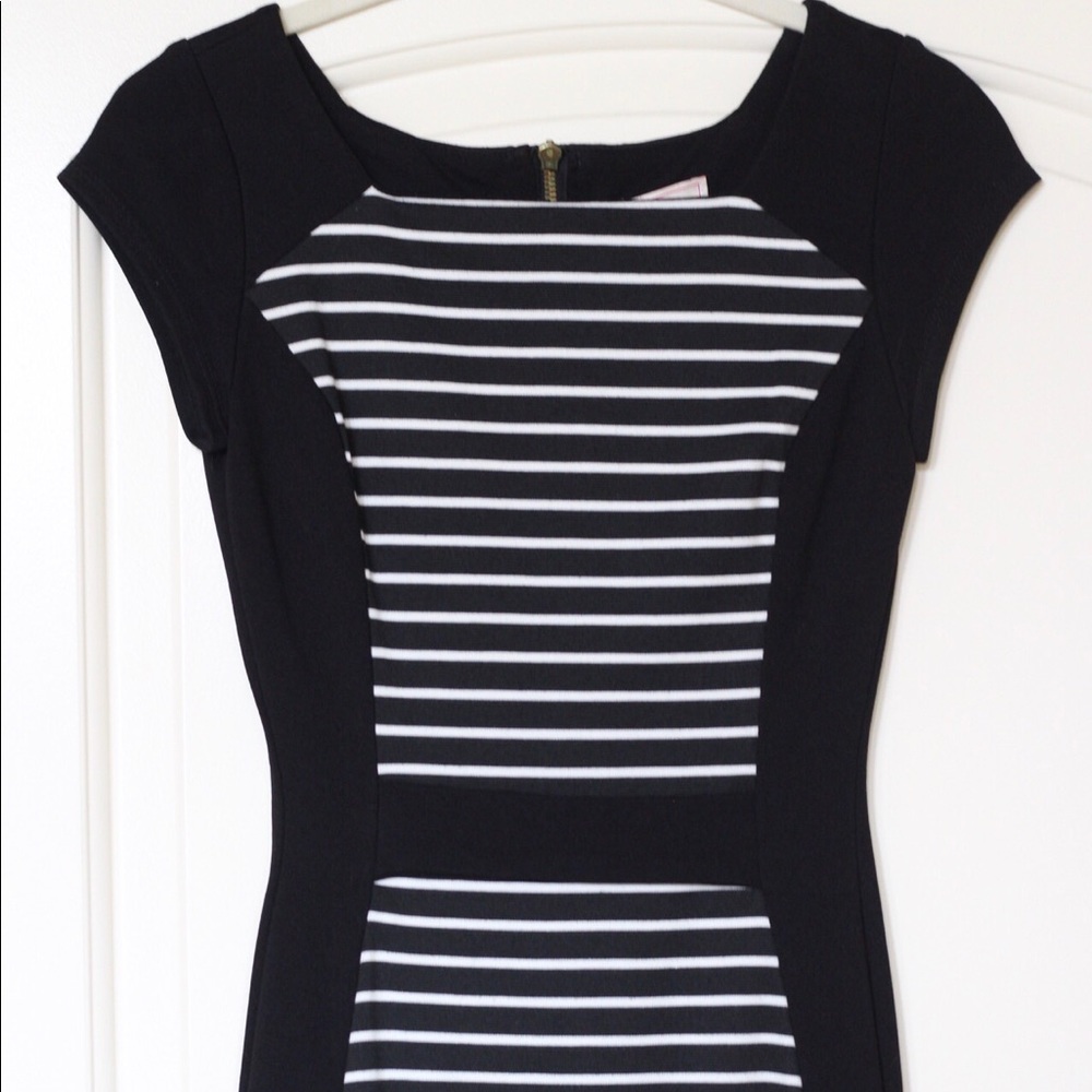 Tight Black and White Stripped Dress